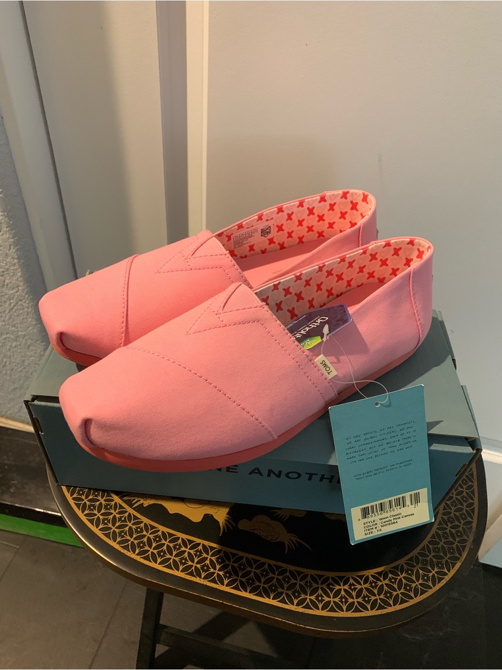 Toms Pink Canvas Slip-On Flats
